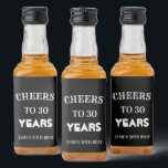 Elegant Black and White Cheers to 30th Birthday Liquor Bottle Label<br><div class="desc">Elegant Black and White Cheers to 30th Birthday Liquor Bottle Label</div>