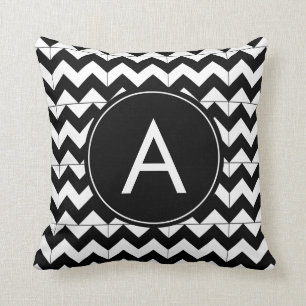 Elegant Black and White Chevron Throw Pillow