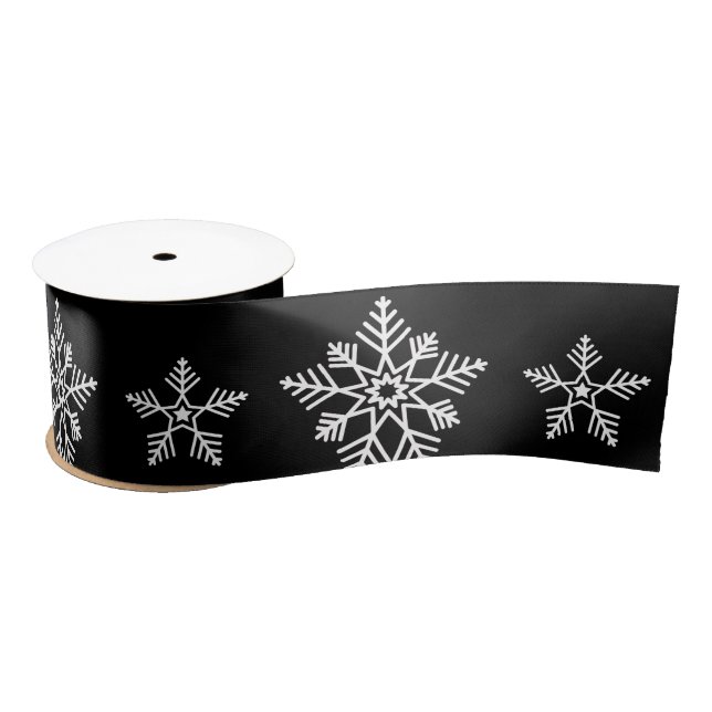 Elegant Black and White Christmas Elements  Satin Ribbon (Spool)