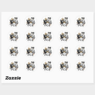 Elegant Black and White Christmas OrnamentsSticker Classic Round Sticker