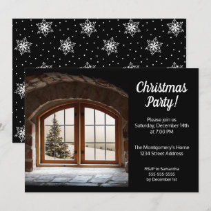 Elegant Black and White Christmas Party Invitation