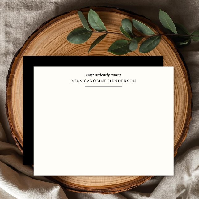 Elegant Black and White Classic Flat Note Card (Creator Uploaded)