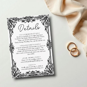 Elegant Black And White Classic Formal Wedding Enclosure Card