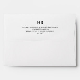 Elegant Black and White Classic Monogram Wedding Envelope