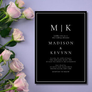 Elegant Black and White Classic Wedding Invitation