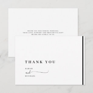 Elegant Black and White Classic Wedding Thank You  Card