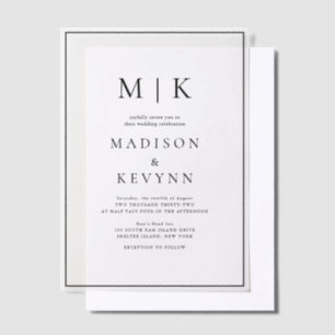 Elegant Black and White Classic Wedding Vellum Invitations