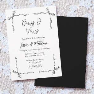 Elegant Black and White Coquette Bow Wedding Invitation