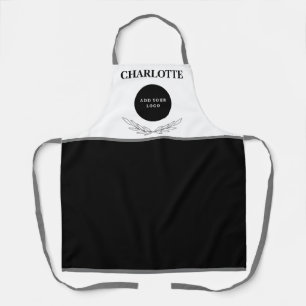 Elegant Black And White Custom Business Logo  Apron