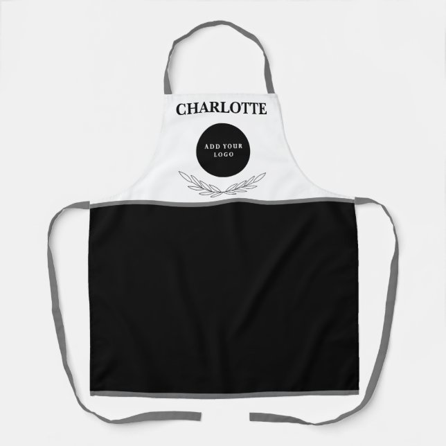 Elegant Black And White Custom Business Logo  Apron (Front)