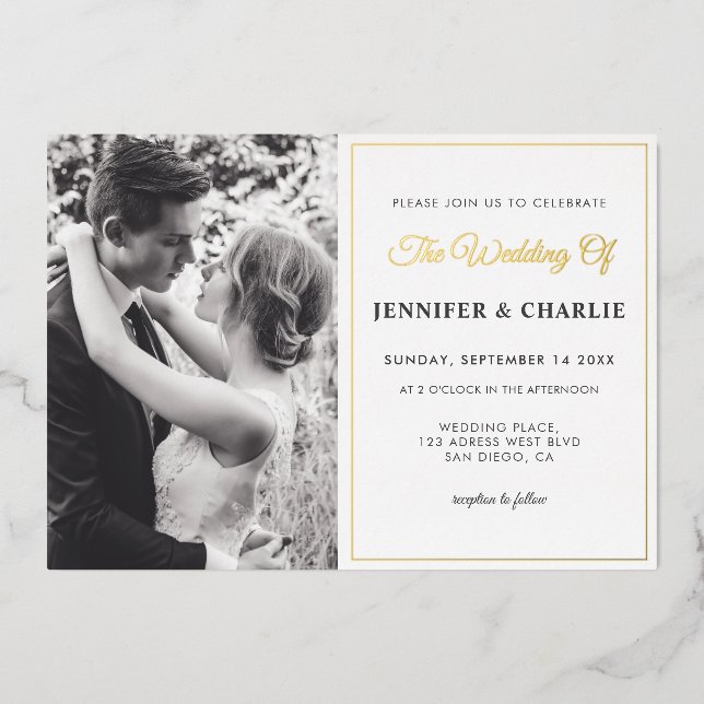 Elegant Black and White Custom Photo Simple Script (Front)