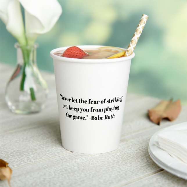 Elegant black and white custom phrase text  paper cups (Insitu)