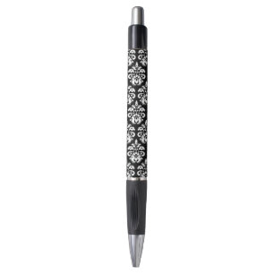 Elegant black and white damask pen