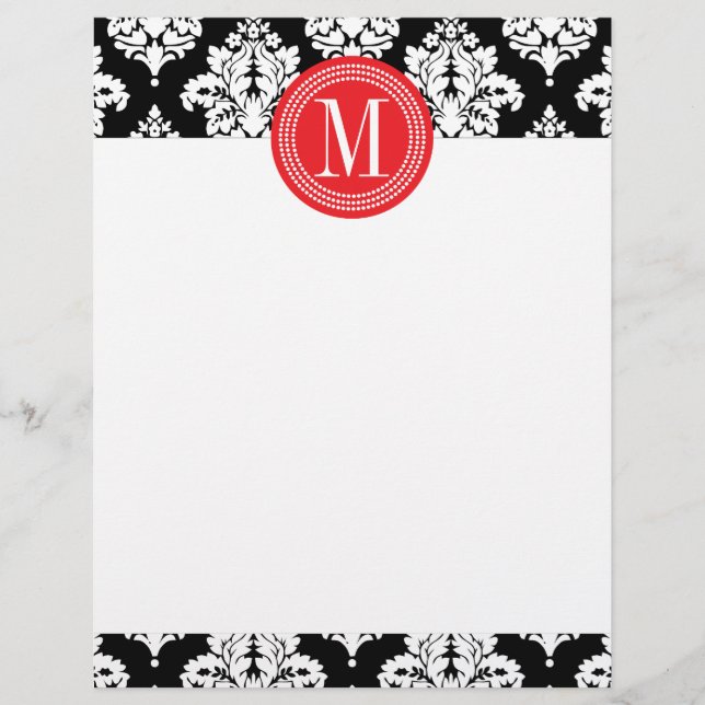 Elegant Black and White Damask Personalized (Front)