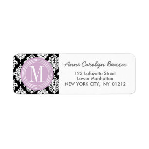 Elegant Black and White Damask Personalized