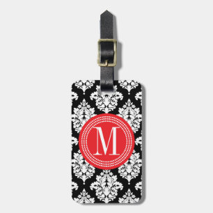 Elegant Black and White Damask Personalized Luggage Tag