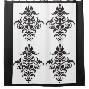 Elegant Black and White Damask Shower Curtain