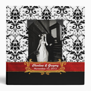Elegant Black and White Damask Wedding Binder