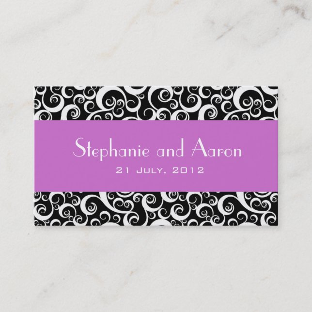 Elegant Black and White Damask Wedding Card (Front)