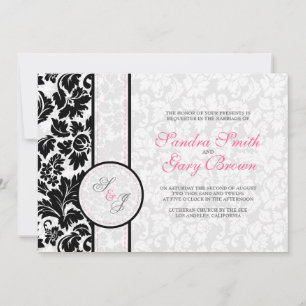 Elegant Black and White Damasks Wedding Invitation