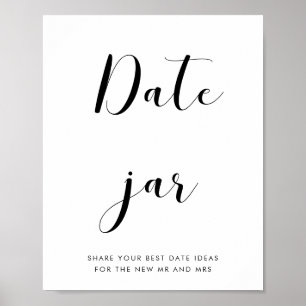 Elegant black and white Date jar wedding sign