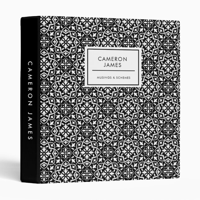 Elegant Black and White Decorative Ornamental Binder (Front/Spine)
