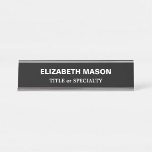 Elegant Black and White  Desk Name Plate