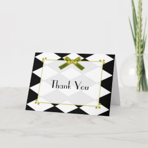 Elegant Black and White Diamond Thank You Card
