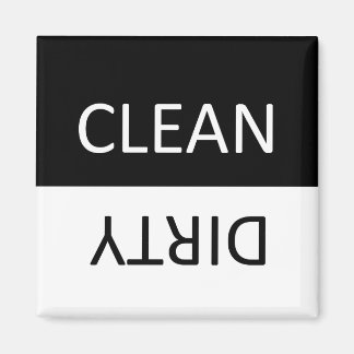 Elegant Black and White Dirty Clean Dishwasher Magnet