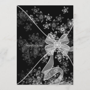 Elegant Black and White Dogwood Party Invitation