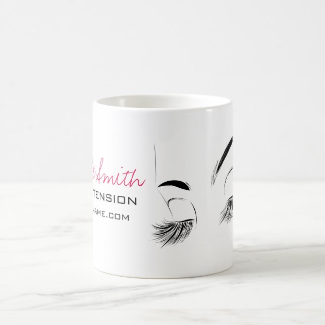 Elegant Black and White Eyelashes Drawing Lash Bar Coffee Mug (Center)