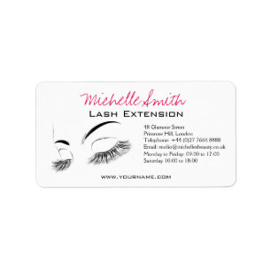 Elegant Black and White Eyelashes Drawing Lash Bar Label