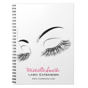 Elegant Black and White Eyelashes Drawing Lash Bar Notebook