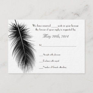 Elegant Black and White Feather Wedding Invitation
