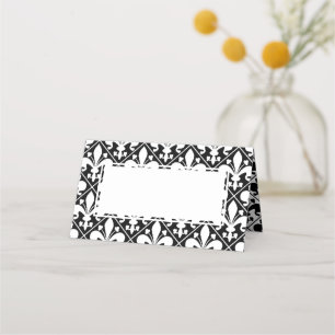 Elegant Black and White Fleur de Lys Dinner Table Place Card
