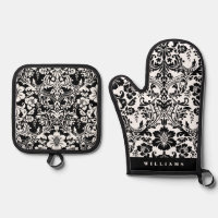 Elegant Black and White Floral Damask Pattern