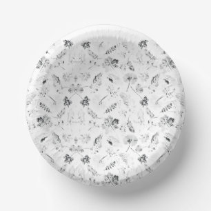 Elegant black and white floral design showcasing d paper plate