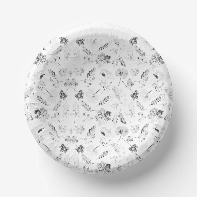 Elegant black and white floral design showcasing d paper plate (Front)