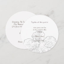Elegant Black and White Floral Line Art Round