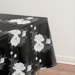 Elegant Black and White Floral Wedding / Occasion  Tablecloth
