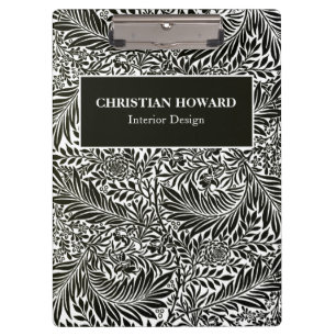 Elegant Black and White Foliage Business Branded Clipboard
