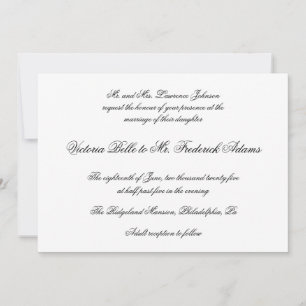 Elegant Black and White Formal Calligraphy Wedding Invitation