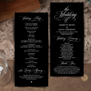 Elegant Black and White Formal Wedding Ceremony Program