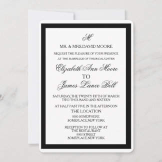 Elegant Black and White Formal Wedding Invitation