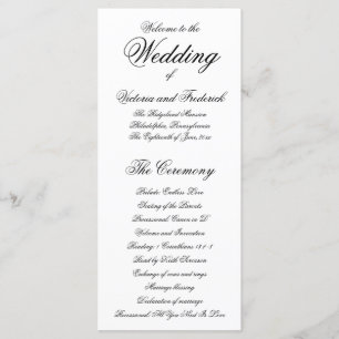 Elegant Black and White Formal Wedding Program