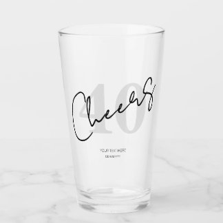 Elegant Black and White Forty 40th Birthday Glass