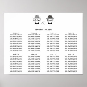 Elegant Black and White Gay Wedding Seating Chart