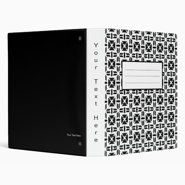 Elegant Black and White Geometric Pattern Binder (Background)
