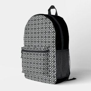 Elegant Black and White Geometric Pattern Printed Backpack