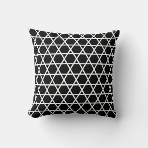 Elegant black and white geometric pattern throw pillow
